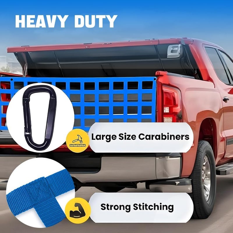 BARTOO Tailgate Net for Pickup Truck Bed, 60'' x 18'' Tailgate Mesh Cargo Net for Full Size Truck, Heavy Duty Cargo Netting with Hooks for Chevrolet, Ford, Toyota, GMC, Jeep, Blue - Image 4